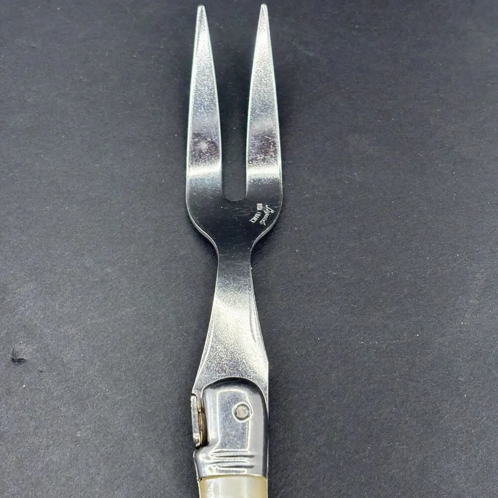 Jean Dubost Laguiole Diox Bee‎ Carving Fork Straight Tines Faux Mother of Pearl